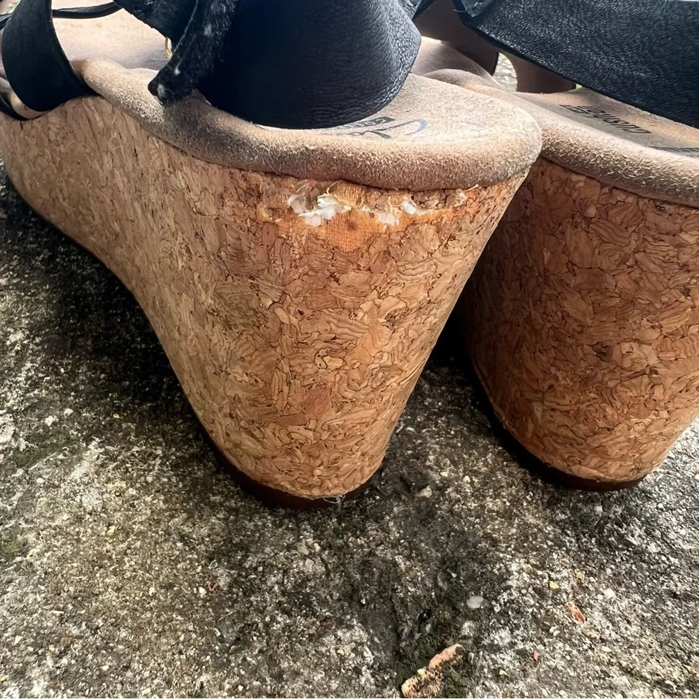 Clarks Black Wedge Sandals